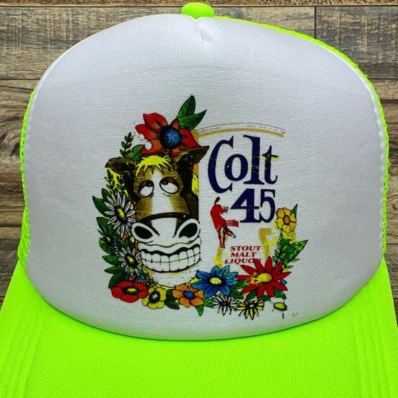 Colt 45 Spicoli Mens Trucker Hat Neon Green Snapback Fast Times At Ridgemont Cap - Picture 3 of 8